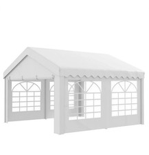 Outsunny 4m Gazebo Garden Marquee Canopy Party Carport Shelter Garage Tent White