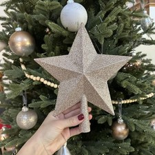 6 Inch Three Dimensional Glitter Star for Christmas Tree Top Decoration