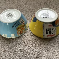 VTG Kellogg's  5 3/ 4" Ceramic Cereal Bowls rice krispies and Kellogg corn flake