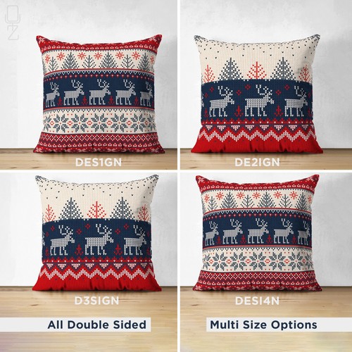 Christmas reindeers cushion - christmas,