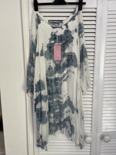 Ladies long floaty top white - ladies,