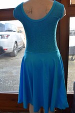 Turquoise lace front sleeveless ballroom dance dress BALL6 -  Age 8-10
