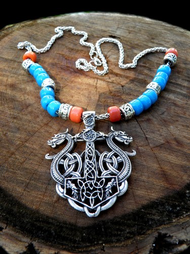 241 viking dragon necklace - viking,