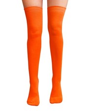 Over The Knee Thigh High Fluorescent Orange Socks Girls Halloween Uv Party Neon