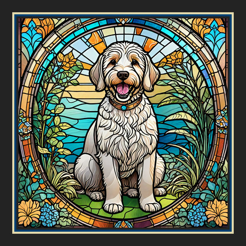 White labradoodle dog large - white,