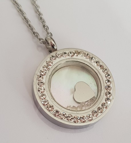 Silver floating heart - silver,