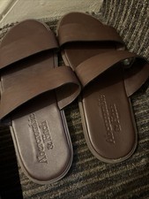 USED ABERCROMBIE & FITCH MEN FAUX LEATHER SLIDES SIZE 12 UK