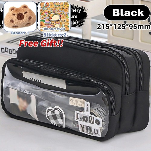 Clear transparent pencil case - clear,