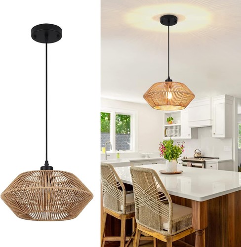 Boho rattan pendant light - rattan,