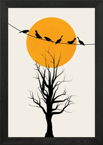 Birds wire silhouette art - a,