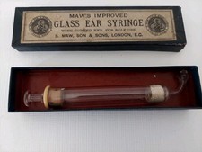 Vtg Ear Syringe Glass Maw's Improved Glass Ear Syringe Boxed Early 20th Century 