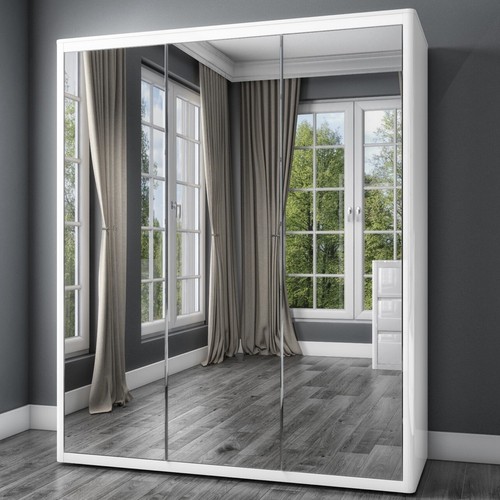Mirrored triple wardrobe - mirrored,
