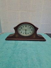 Vintage Wooden Art Deco Mantlepiece Mechanical Wind up Clock / Working