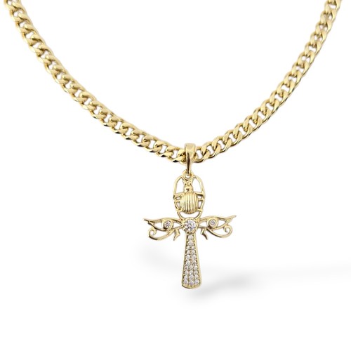 Ladies gold cross cuban - gold,