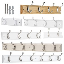 Coat Rack Wall Mounted Wooden, Pine White Clothes Hanger, Coat Hooks Wall/Door