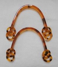 BNWOT Vintage Pair of Tortoiseshell-Effect Lucite Handbag Handles  Deadstock