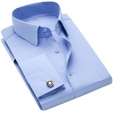 Mens Dress Shirts Long Sleeve French Cuff Formal Business Non-Iron Shirts Tops
