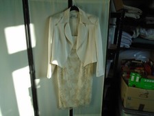 Vintage 1990's Dusk for Frank Usher Cream Wedding Dress and Jacket UK 14
