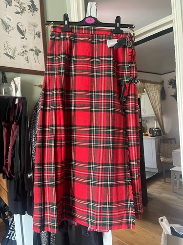 Punk red tartan wrap - punk, midi