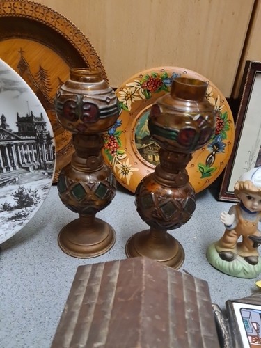 Glass stained oil lamp - glass, with