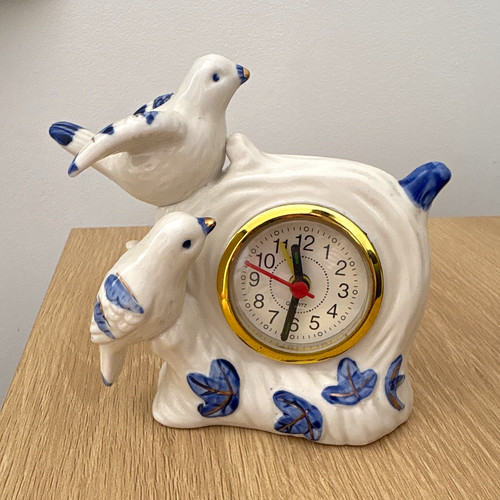 Ceramic bird desk clock - desk,