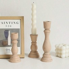 Wooden Vintage Candlesticks