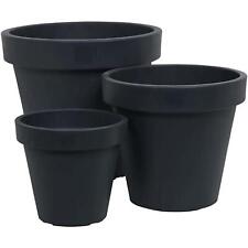 Anthracite Round Flower Pot Planter Garden Plant Pot Indoor Outdoor Container