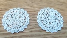 2x real material Lace crochet style dolls house Doilies / Place mats table LGW