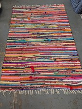Thick cotton Indian Style Handmade rag rug handmade Multicoloured Recycled 165cm