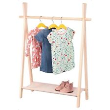 Childrens Clothes Rail Coat Rack Kids Wooden Hanging Dress-Up Wardrobe Storage