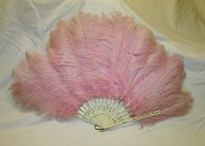 LARGE ANTIQUE PINK FEATHER FAN