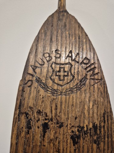 Antique wooden swiss skis - antique,