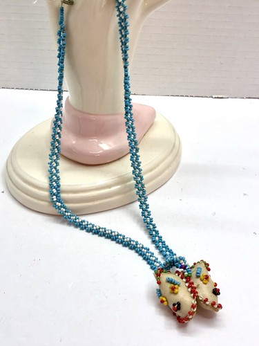 Vintage seed bead - seed, leather