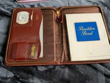 Vintage Real Leather Made In England Zipped  Writing Case With Basildon Bond Pad