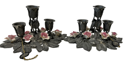 Pair vintage italian pewter - of,