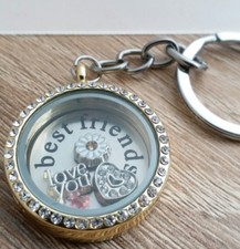 Best Friends Living Memory Floating Locket Keyring  Necklac Charms Gift
