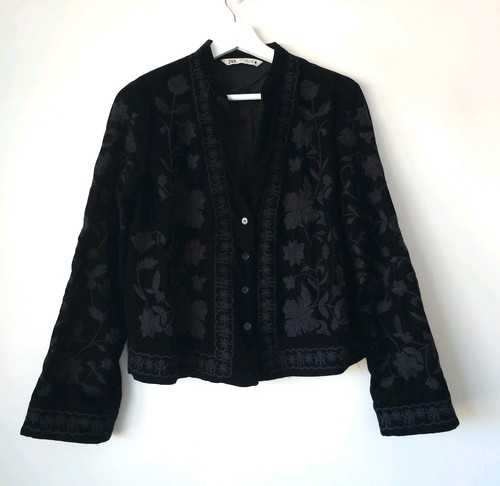 Zara black embroidered velvet - zara,
