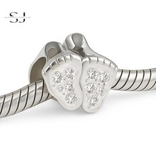 White Footprints Charm Bead