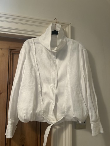 Zara white linen funnel - white,
