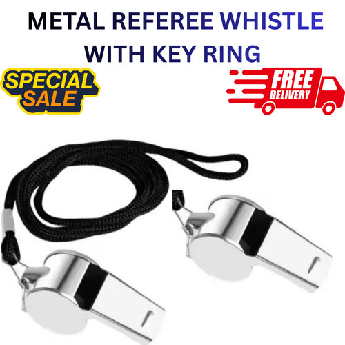 Metal referee whistle with key - with,