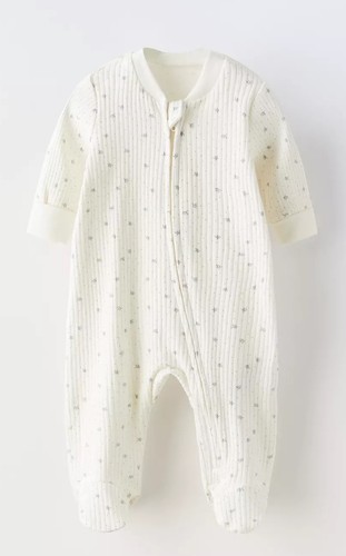 Baby zara ecru zip sleepsuit - ecru,