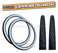 PAIR Baldys 20 x 1.75 WHITE WALL Traditional Folder Shopper MTB Bike TYRES