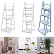 Foldable Ladder Shelf 3/4 Tier Wood Plant Pot Stand Photo Ornament Display Shelf
