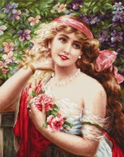 Petit Point Kit Luca-S - Beautiful Girl With Roses G549