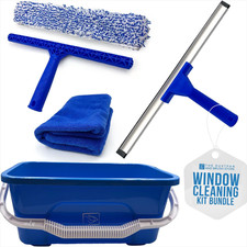 Professional Window Cleaning Kit Squeegee Microfibre Cloth & Bucket Set