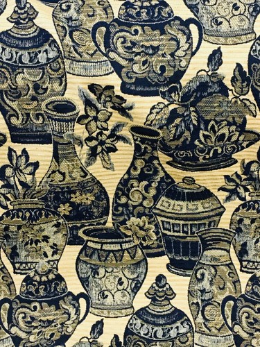 Gold navy oriental floral - navy, vase