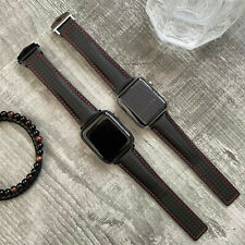 For Apple Watch ULTRA 10 9 8 44/45/46/49mm Black Leather Deployment Strap Band