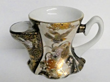 VINTAGE HAND PAINTED SATSUMA BIRDS SHAVING SOAP MUG