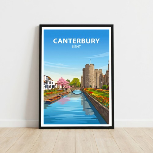 Canterbury kent travel poster - kent,