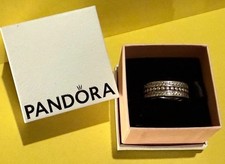 Pandora Silver 925 Forever Wide Pave/Bead Eternity Ring Retired Size 56-Hallmark